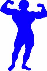 Blue silhouette of a muscular person flexing their biceps